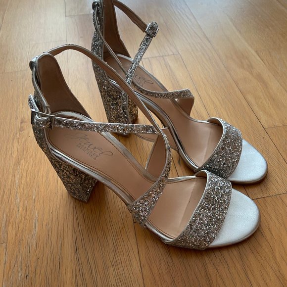 Glitter, Heels, Block Heel, Wedding Shoe - Picture 2 of 2